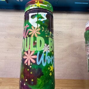 Colorful Floral Insulated Can Cooler Tumbler Handmade Green Could Be Worse